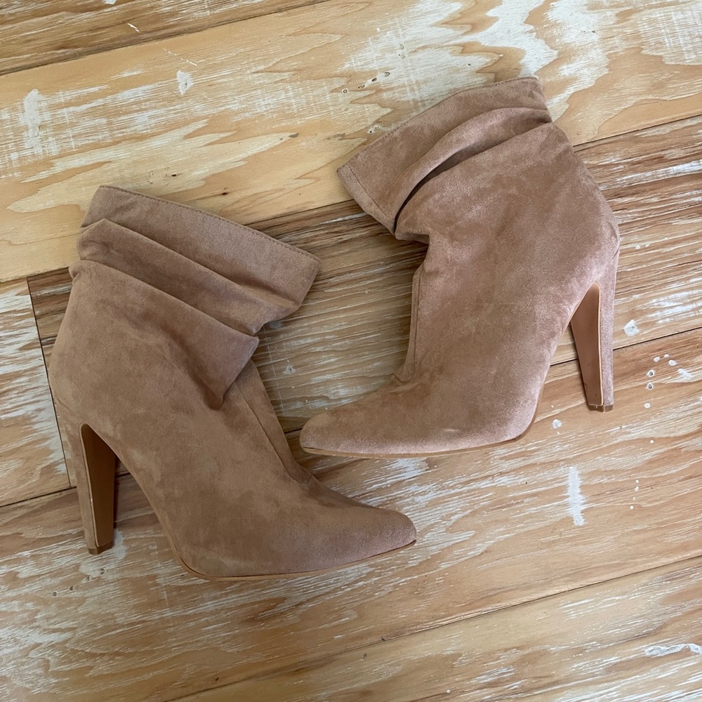 Tan suede heels size 10 (runs .5 smaller) worn three times